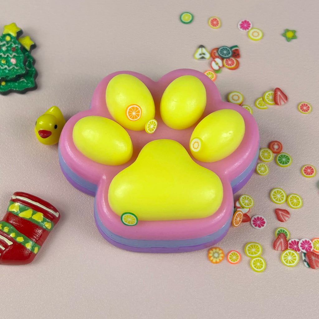 3-Pack Cat Paw Squishies Toys - Soft Stress Relief Sensory Bundle with Gradient Blue, Dreamy Purple, Clear Designs for On-The-Go Relaxation, Teenage Girl Gifts