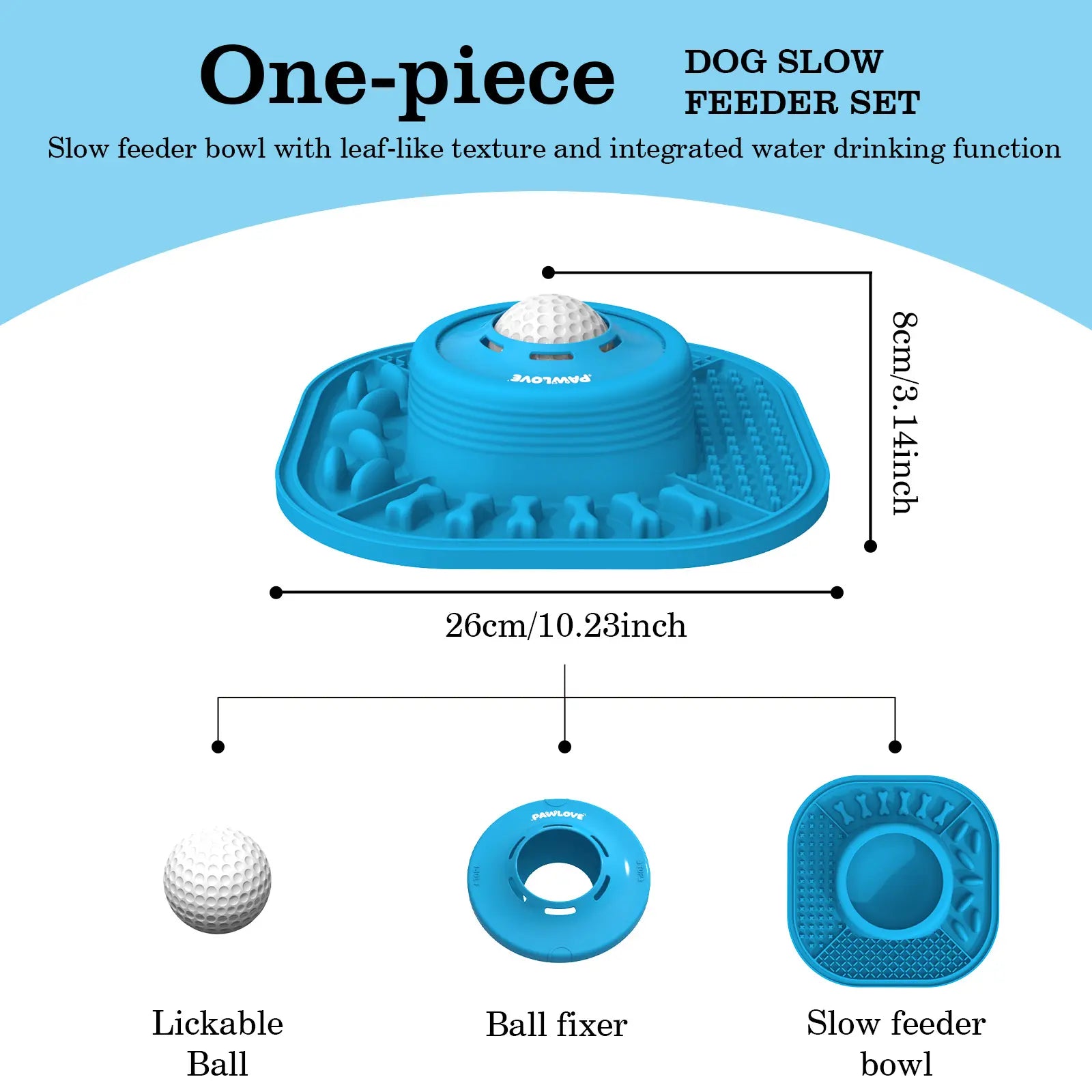 Pawlove Food Slow Feeder Bowl - Anti-Slip Ball-In Design, 3/4 Cup Capacity Neater Feeder for Liquid Treats, Bone Broth, Anxiety Relief Licking Bowl, Dishwasher Safe, Post-Op Feeding Toy for All Dog Breeds | Pet Supplies