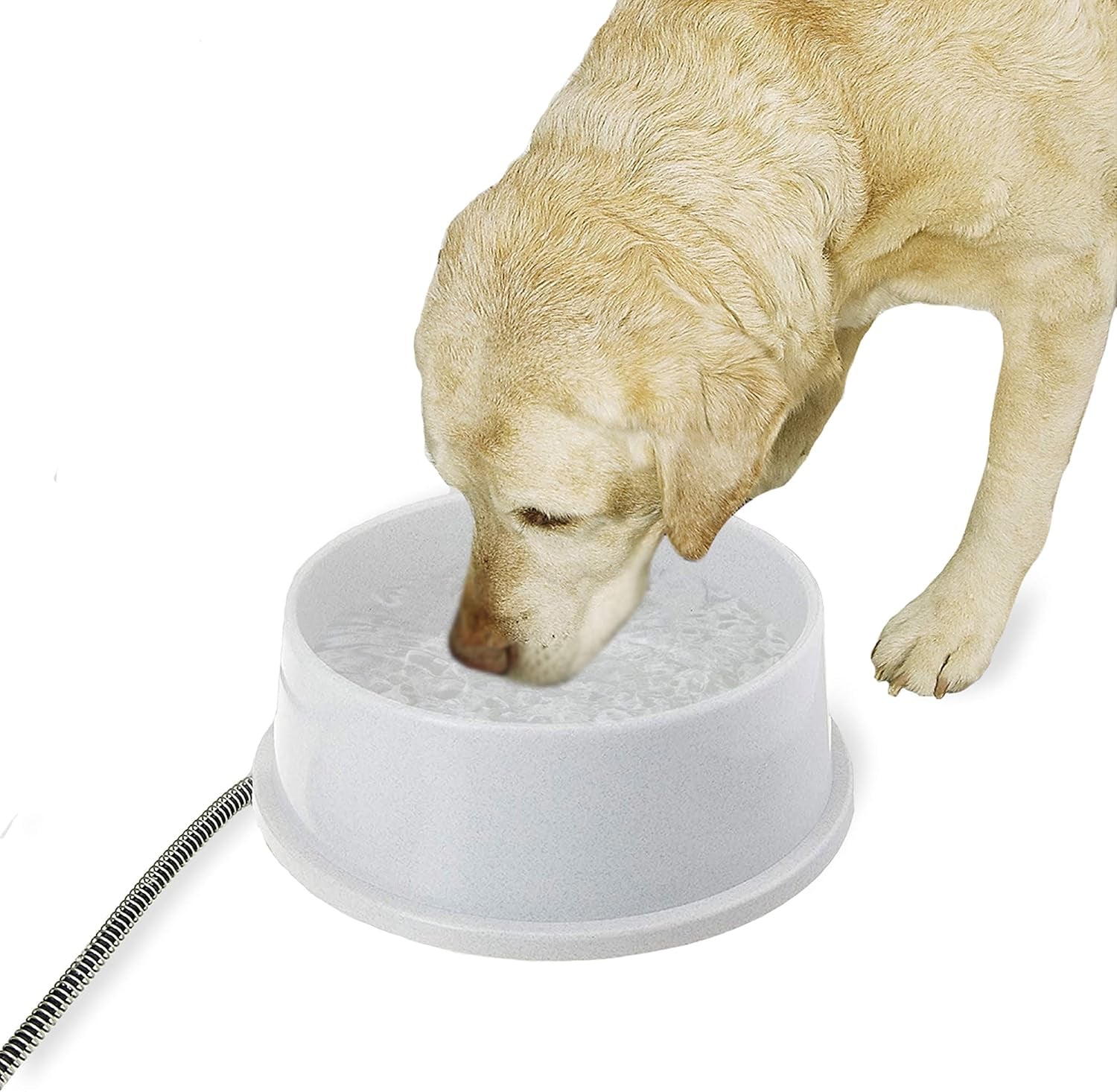 Thermal-Bowl Heated Water Bowl for Cats & Dogs Outside, Safety Listed Outdoor Heated Dog Dish for Pets, Automatic No Freeze, anti Chew Cord - 1.5 Gallons Granite 25W