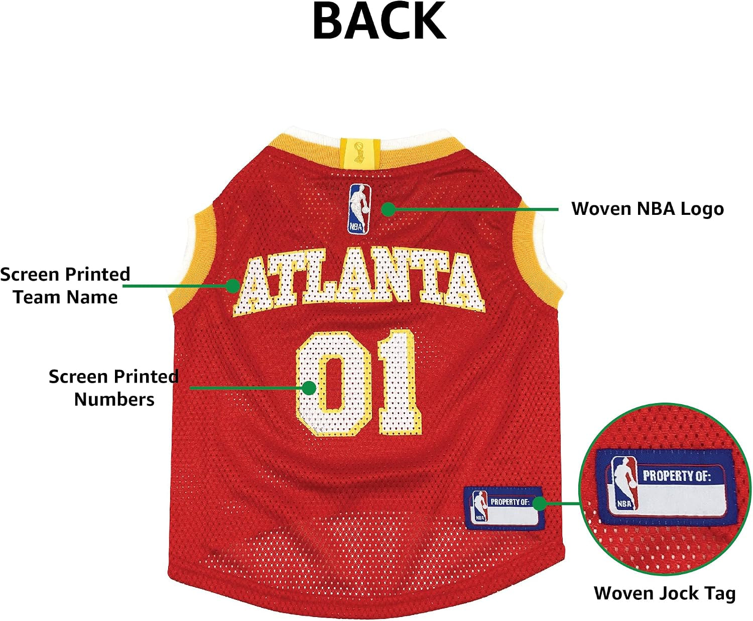 NBA Atlanta Hawks Dog Jersey, X-Small- Tank Top Basketball Pet Jersey