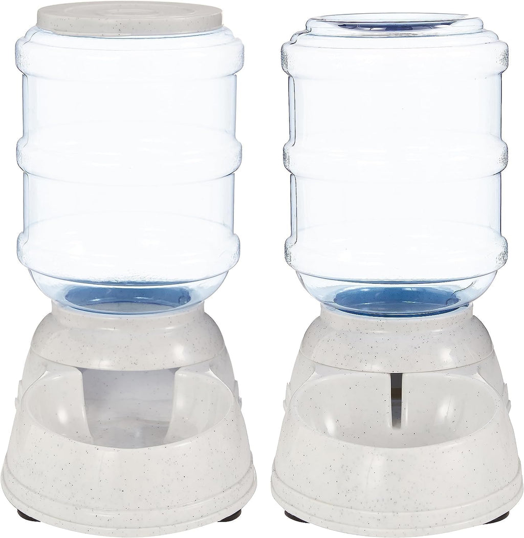 Automatic Pet Water Dispenser and Gravity Food Feeder Set for Cat and Dog, Easy to Clean, 152Fl.Oz Food Feeder, 135.3Fl.Oz Water Dispenser, Small, Pack of 2