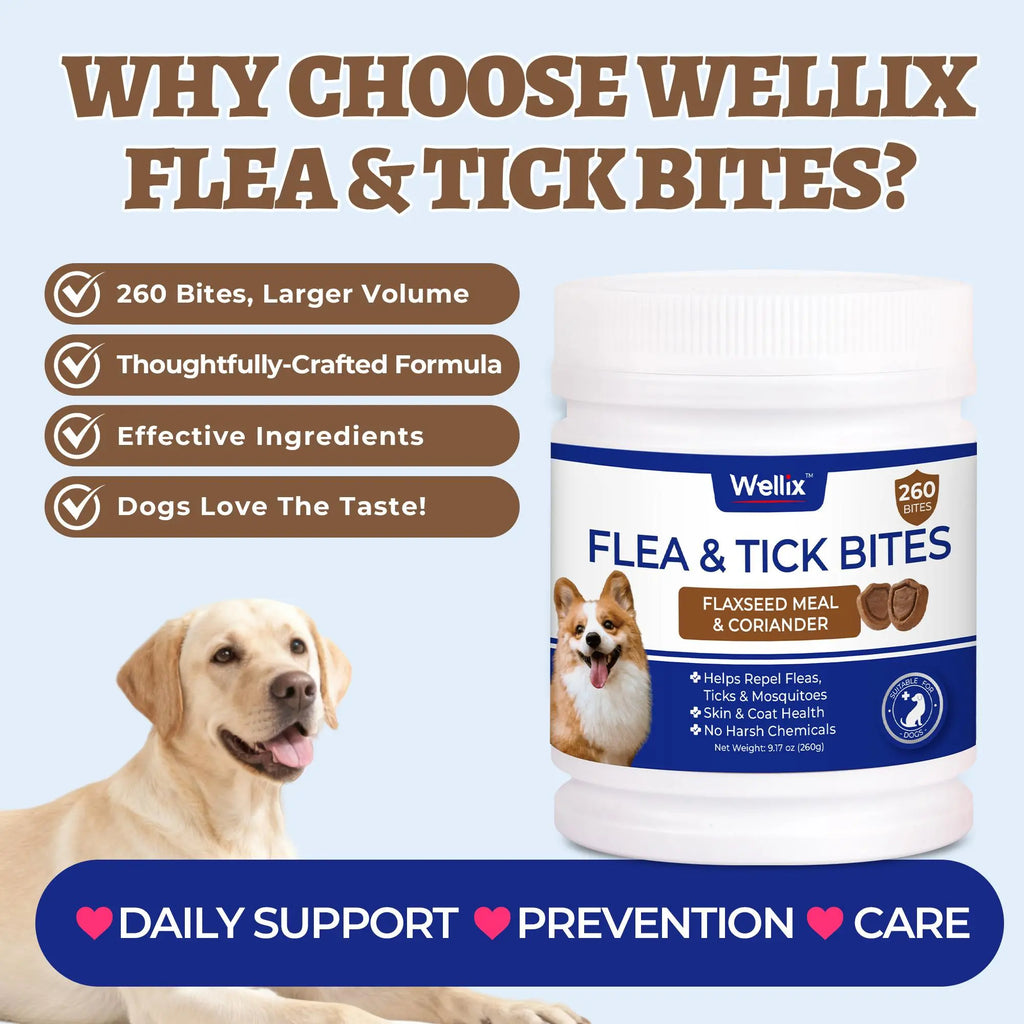 Wellix Flea & Tick Support Chews for Dogs - Pet Skin & Coat Care Supplement, Tiktok Shop Spring Glowup Item