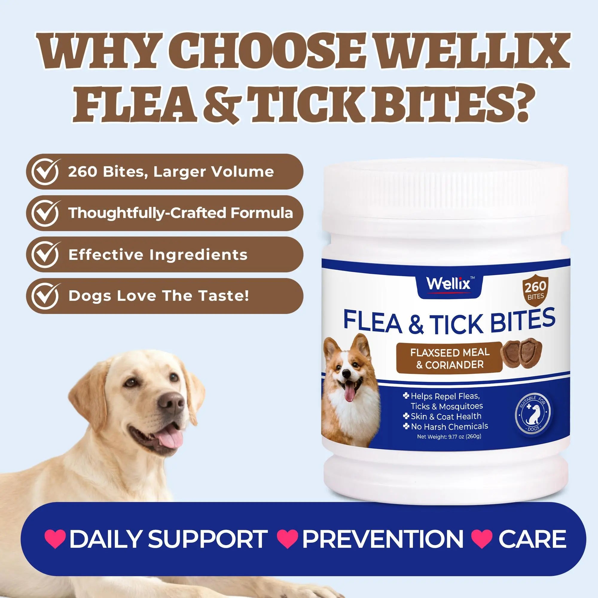 Wellix Flea & Tick Support Chews for Dogs - Pet Skin & Coat Care Supplement, Tiktok Shop Spring Glowup Item