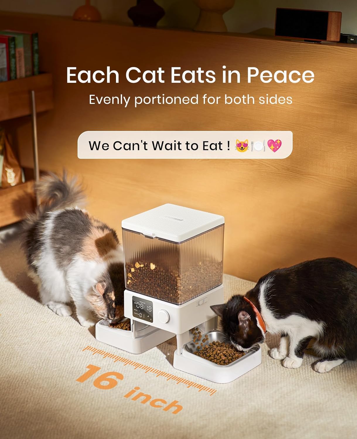 Automatic Cat Feeder for 2 Cats, 20 Cups/5L Automatic Cat Food Dispenser for Small Pets Indoor, Timed Cat Feeder for Dry Food(White)