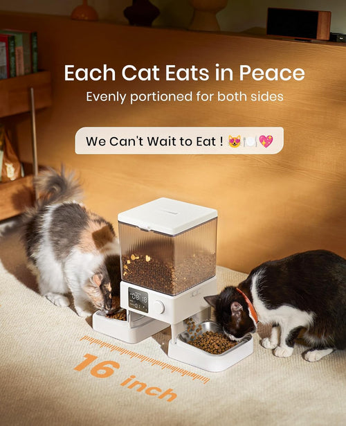 Automatic Cat Feeder for 2 Cats, 20 Cups/5L Automatic Cat Food Dispenser for Small Pets Indoor, Timed Cat Feeder for Dry Food(White)