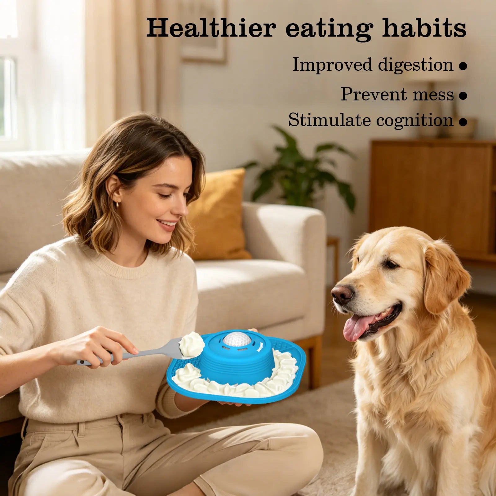 Pawlove Food Slow Feeder Bowl - Anti-Slip Ball-In Design, 3/4 Cup Capacity Neater Feeder for Liquid Treats, Bone Broth, Anxiety Relief Licking Bowl, Dishwasher Safe, Post-Op Feeding Toy for All Dog Breeds | Pet Supplies
