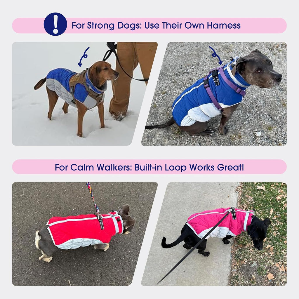 Dog Coat for Large Dogs,Waterproof Dog Winter Jacket with Harness Built in Puppy Cold Weather Coats Reflective Pet Vest with Zipper Warm Fleece Dogs Snowsuit Windproof Green Plaid L