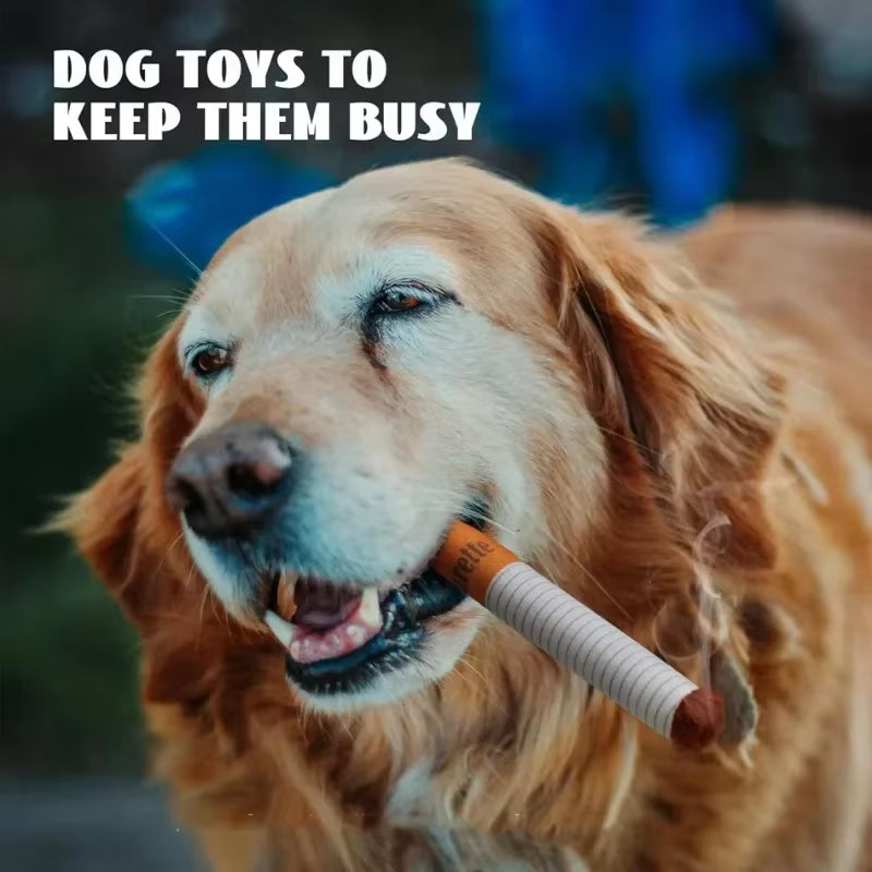 Creative Cigarette Interactive Fun Plush Chewable Cigarette Case Good Gift Grinding Teeth Squeak Dog Accessories for Dogs Toys