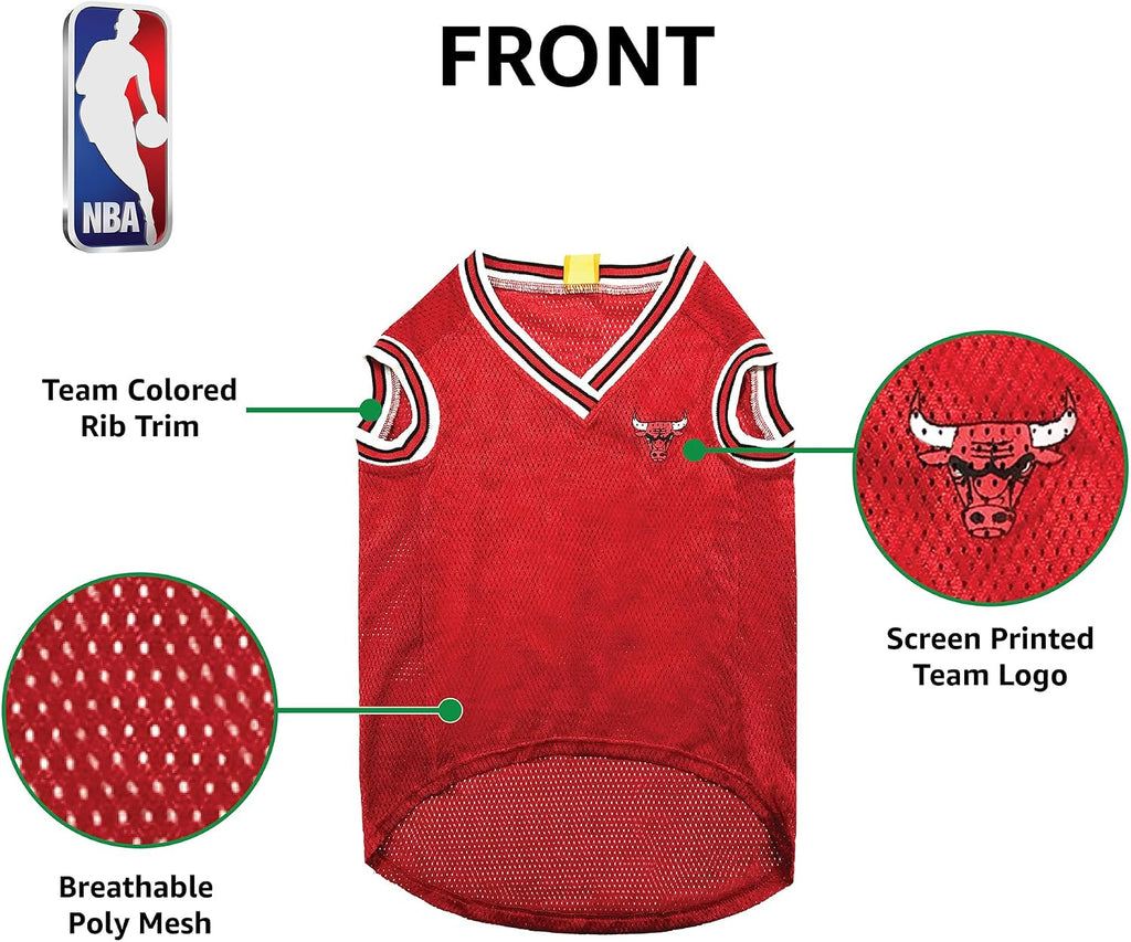 NBA CHICAGO BULLS DOG Jersey, X-Small - Tank Top Basketball Pet Jersey