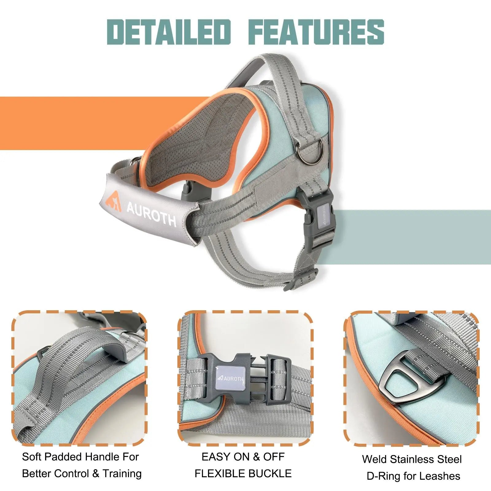 【#Dealsforyoudays】No Pull Dog Harness Straps, Safety Harnesses for Dogs – Soft Padded Service Vest, Reflective, Adjustable, Easy on & off – Ideal for Walking & Training, Fits Small, Medium & Large Dogs