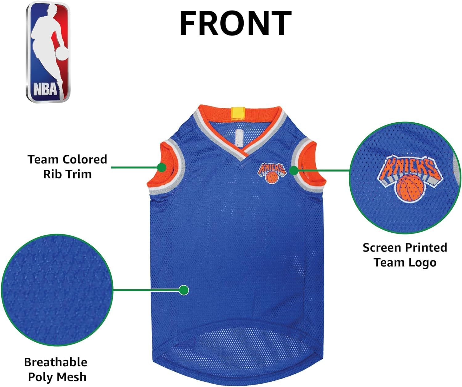 NBA NEW YORK KNICKS DOG Jersey, X-Small - Tank Top Basketball Pet Jersey