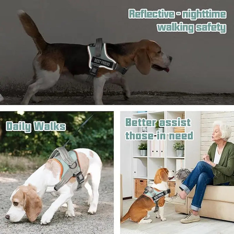 【#Dealsforyoudays】No Pull Dog Harness Straps, Safety Harnesses for Dogs – Soft Padded Service Vest, Reflective, Adjustable, Easy on & off – Ideal for Walking & Training, Fits Small, Medium & Large Dogs