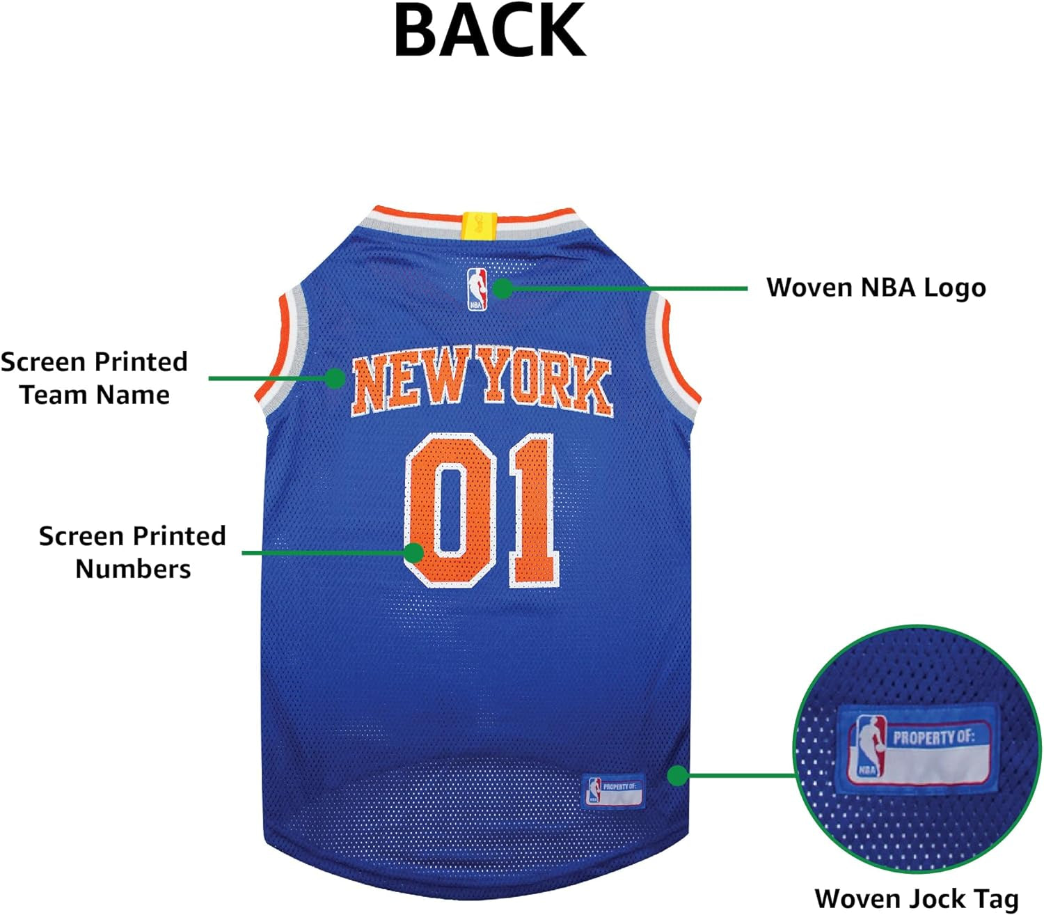 NBA NEW YORK KNICKS DOG Jersey, X-Small - Tank Top Basketball Pet Jersey